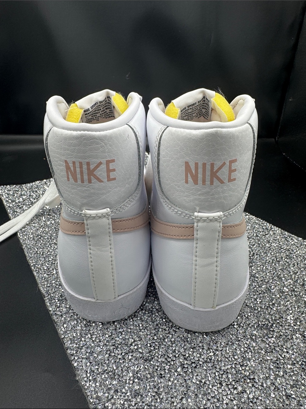 Nike Women's High-Top Sneakers in White and Blush Pink - Picture 3 of 6